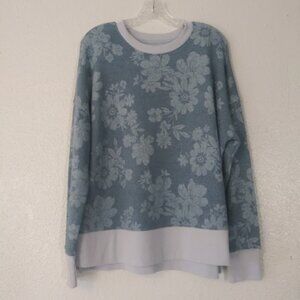 Time and Tru women's size L (12-14) blue floral high low pull over sweatshirt